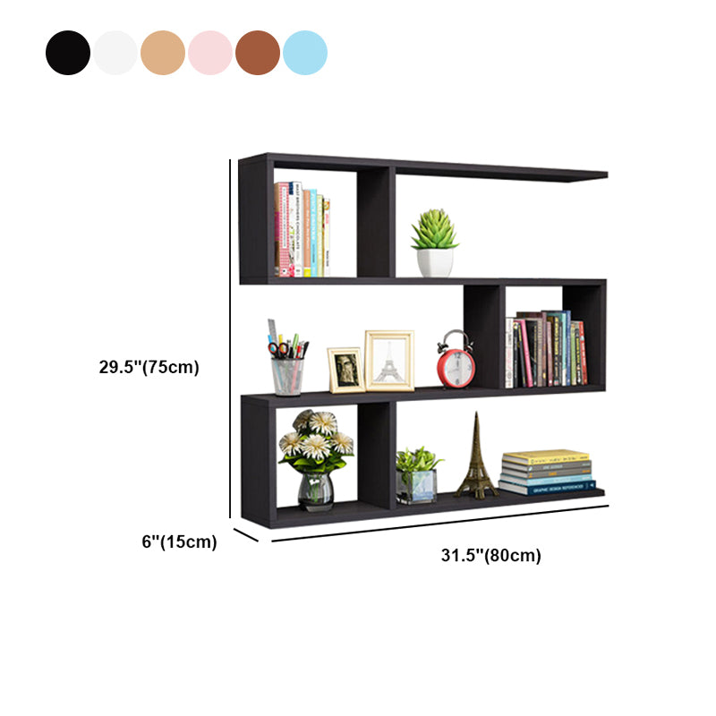 Floating Modern Bookcase Horizontal Matte Finish Wood Open Case for Living Room