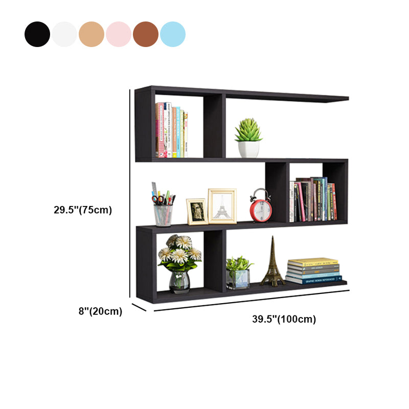 Floating Modern Bookcase Horizontal Matte Finish Wood Open Case for Living Room