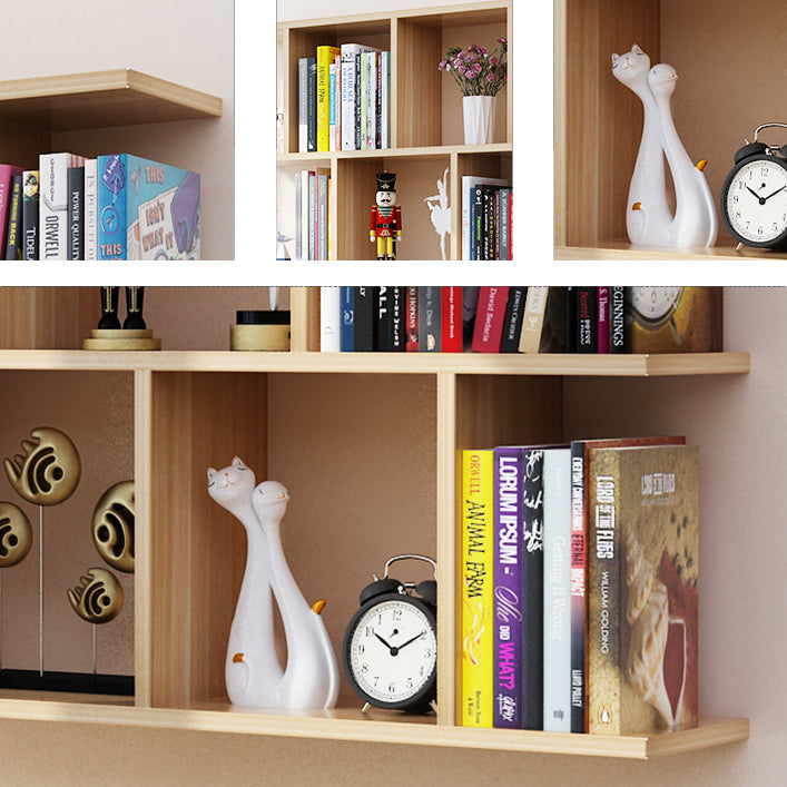 Modern Wall Mounted Shelf Bookcase Horizontal Engineered Wood Bookshelf