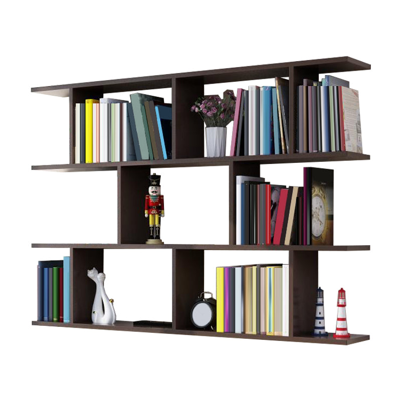Modern Wall Mounted Shelf Bookcase Horizontal Engineered Wood Bookshelf