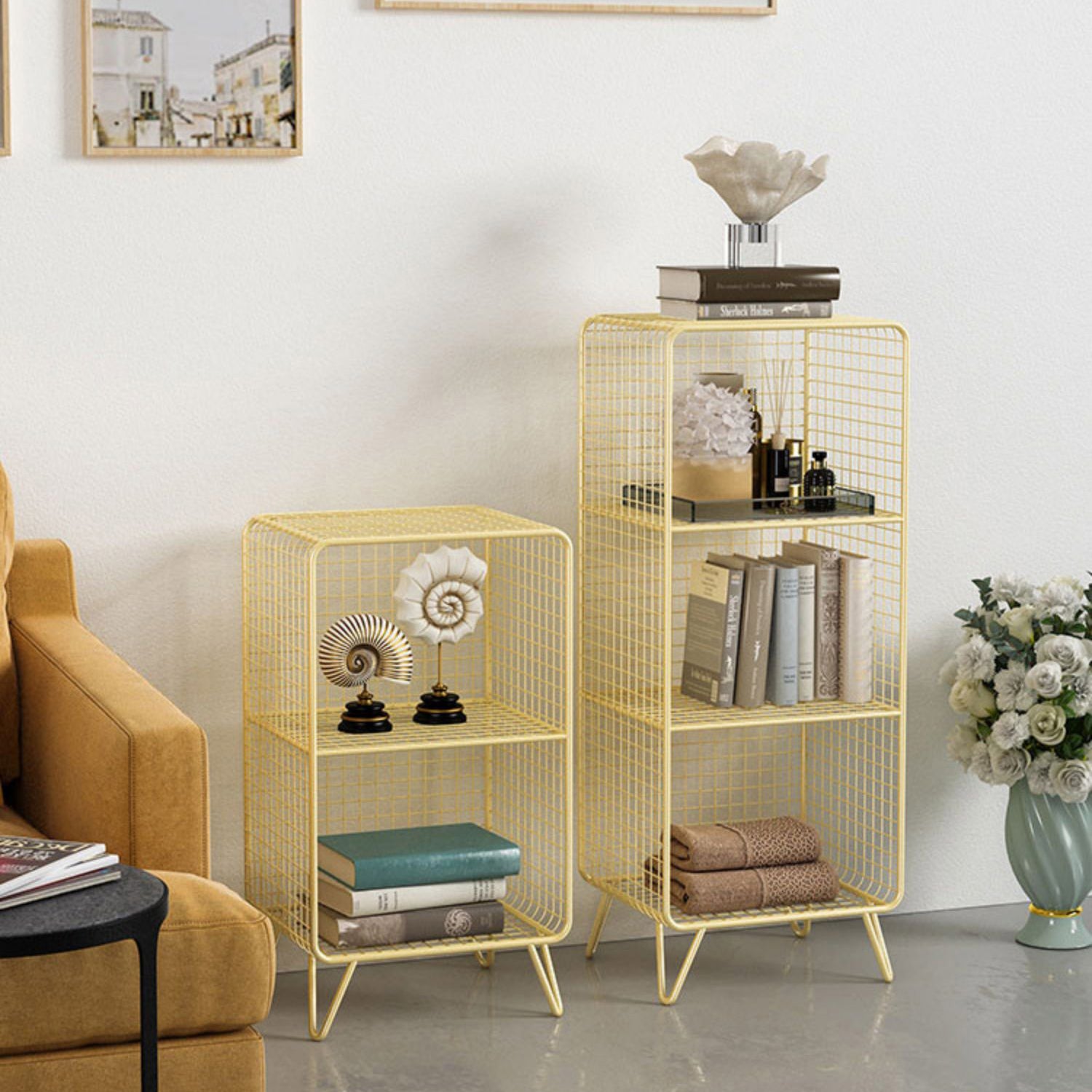 Modern Metal Bookshelf Standard Closed Back Bookshelf in Burnish