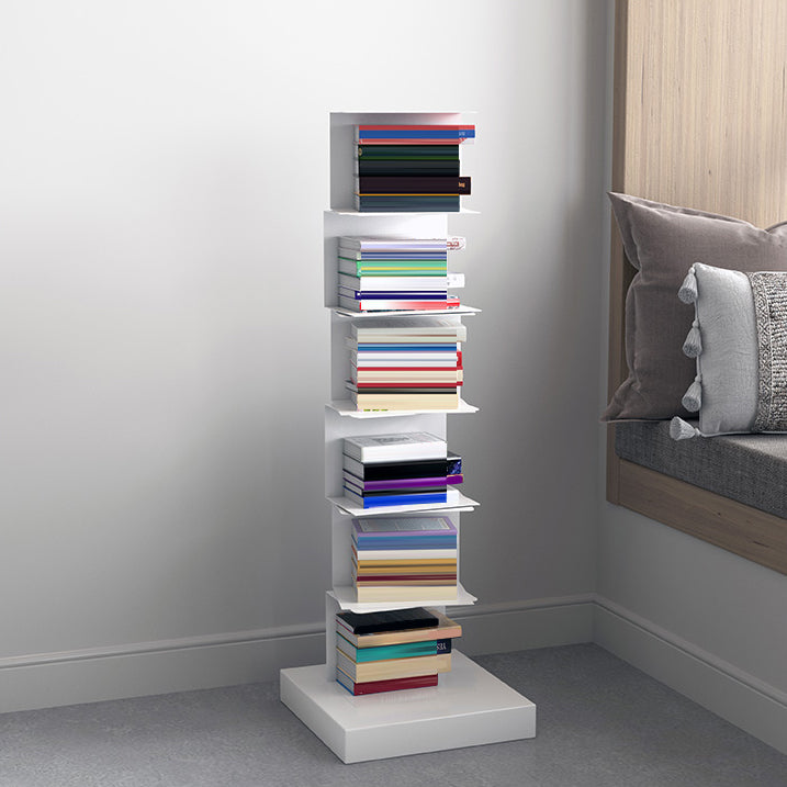 Modern Metal Bookshelf Geometric Vertical Closed Back Bookcase in Burnish