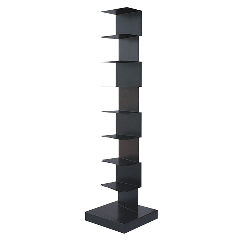Modern Metal Bookshelf Geometric Vertical Closed Back Bookcase in Burnish