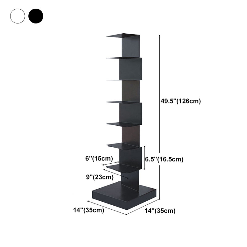 Modern Metal Bookshelf Geometric Vertical Closed Back Bookcase in Burnish