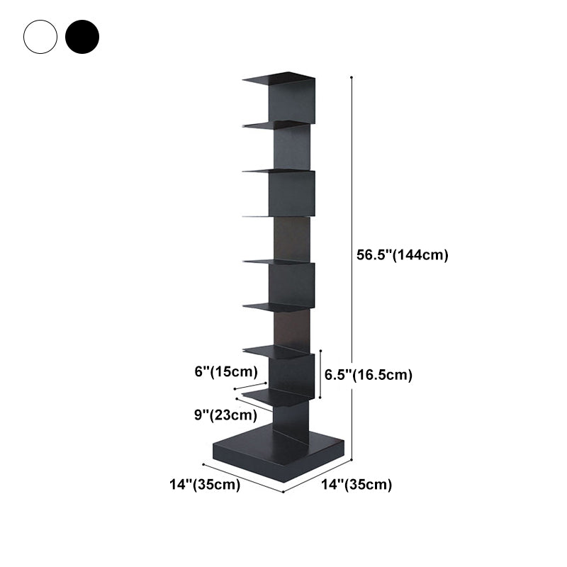 Modern Metal Bookshelf Geometric Vertical Closed Back Bookcase in Burnish