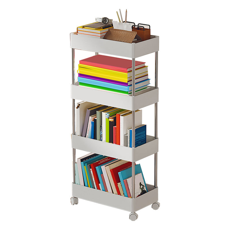 Modern Plastic Bookshelf White Etagere Vertical Open Shelf Bookcase