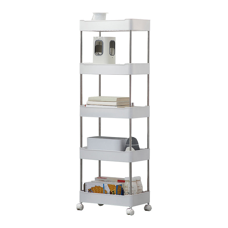 Modern Plastic Bookshelf White Etagere Vertical Open Shelf Bookcase