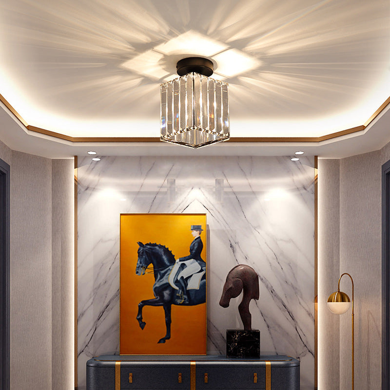 Crystal Geometric Flush Mount Light Modern Style 1 Light Flush Ceiling Light Fixtures