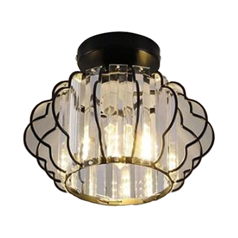 1-Light Ceiling Lamp Modern Crystal Ceiling Mount Light with for Dining Room