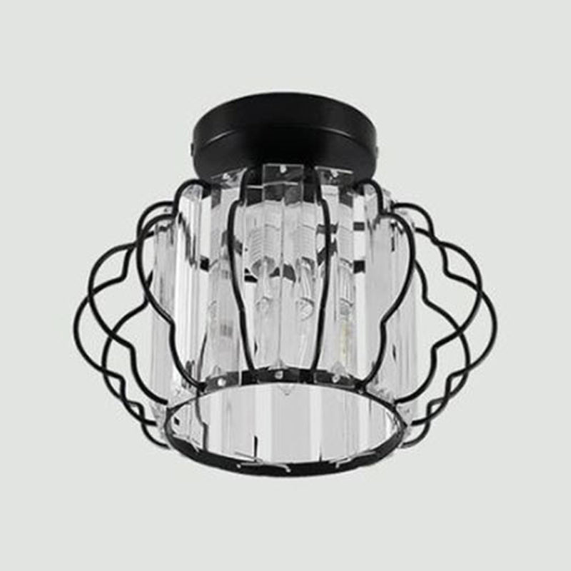 1-Light Ceiling Lamp Modern Crystal Ceiling Mount Light with for Dining Room