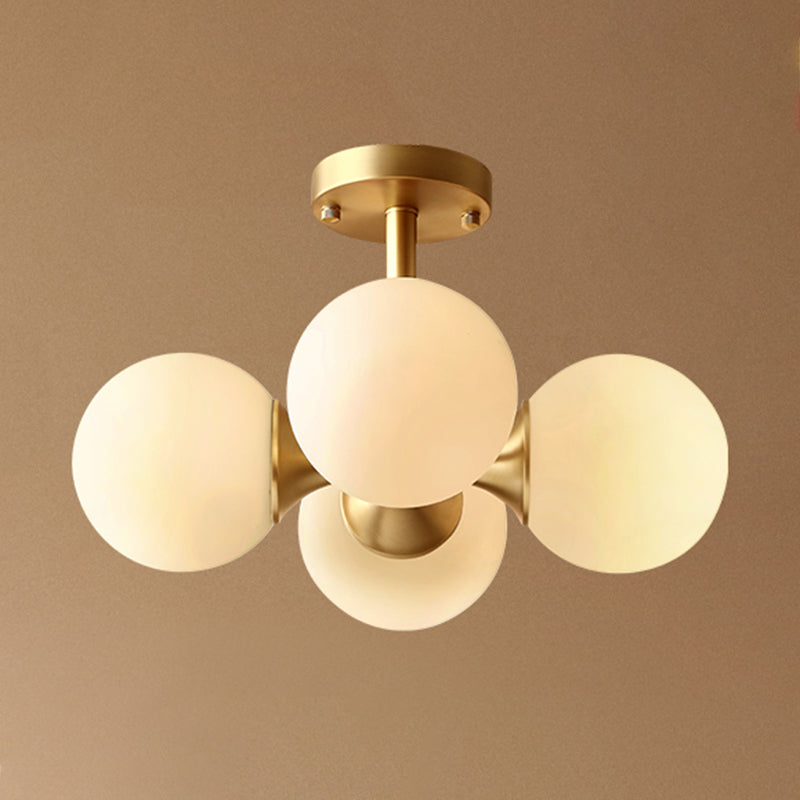 4 Light Spherical Ceiling Light Modern Style Glass Ceiling Lighting for Dining Room