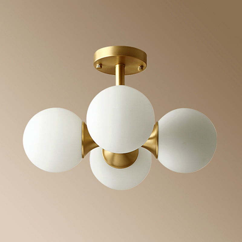 4 Light Spherical Ceiling Light Modern Style Glass Ceiling Lighting for Dining Room