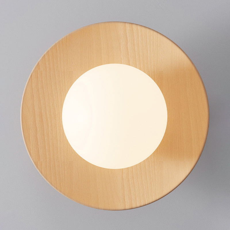 Modern Style Spherical Shape Ceiling Light Wood 1 Light Ceiling Light for Restaurant