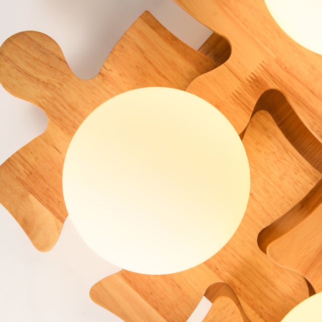 Living Room Ceiling Mounted Light Wooden Nordic Semi-Flush Ceiling Light
