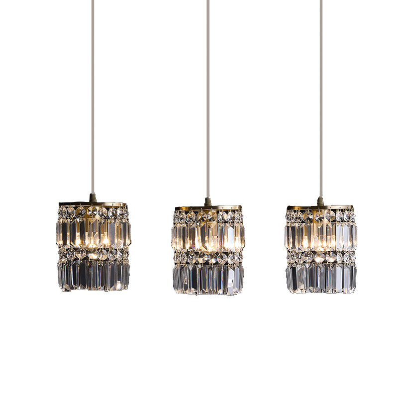 Modern Style Cylinder Island Lighting Fixtures Crystal 3- Light Island Pendant Lights