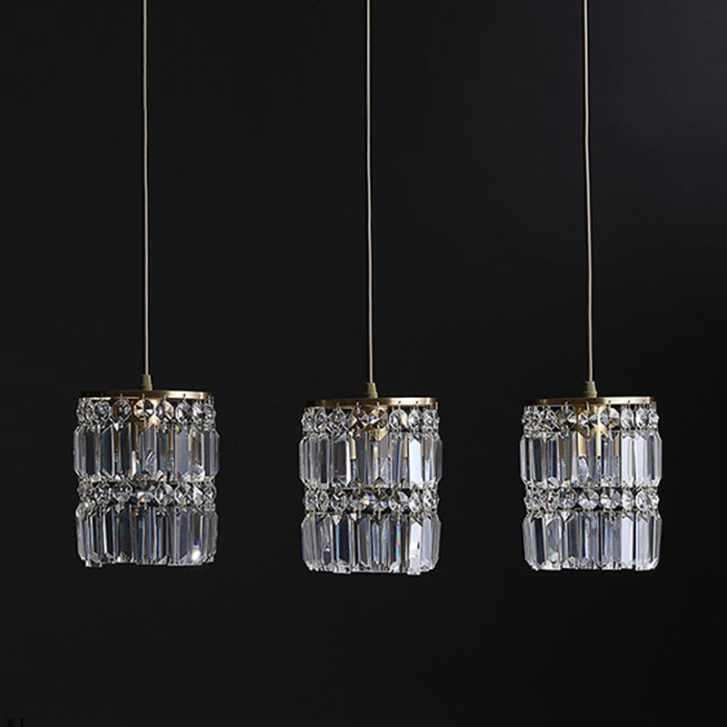 Modern Style Cylinder Island Lighting Fixtures Crystal 3- Light Island Pendant Lights