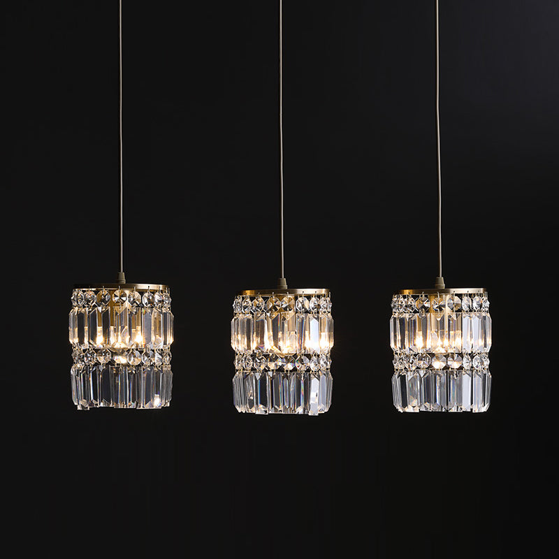 Modern Style Cylinder Island Lighting Fixtures Crystal 3- Light Island Pendant Lights