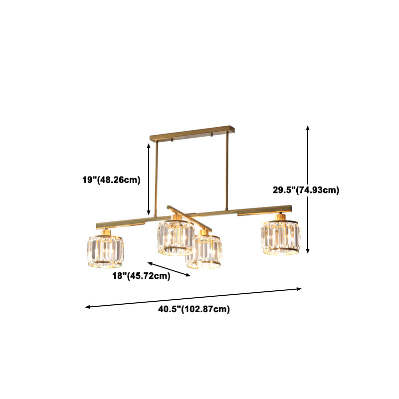 Modern Style Cylinder Island Lighting Fixtures Crystal 4- Light Island Pendant Lights