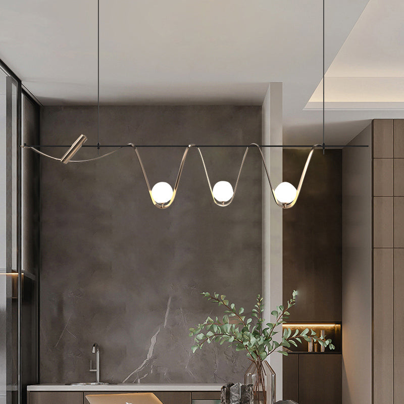Contemporary Style Spherical Hanging Pendant Lights Glass 4- Light Pendant Light Fixtures