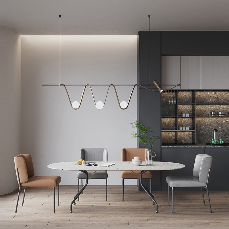 Contemporary Style Spherical Hanging Pendant Lights Glass 4- Light Pendant Light Fixtures