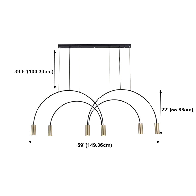 Contemporary Style Cylinder Island Lighting Ideas Metal 6 Light Island Pendant Lights
