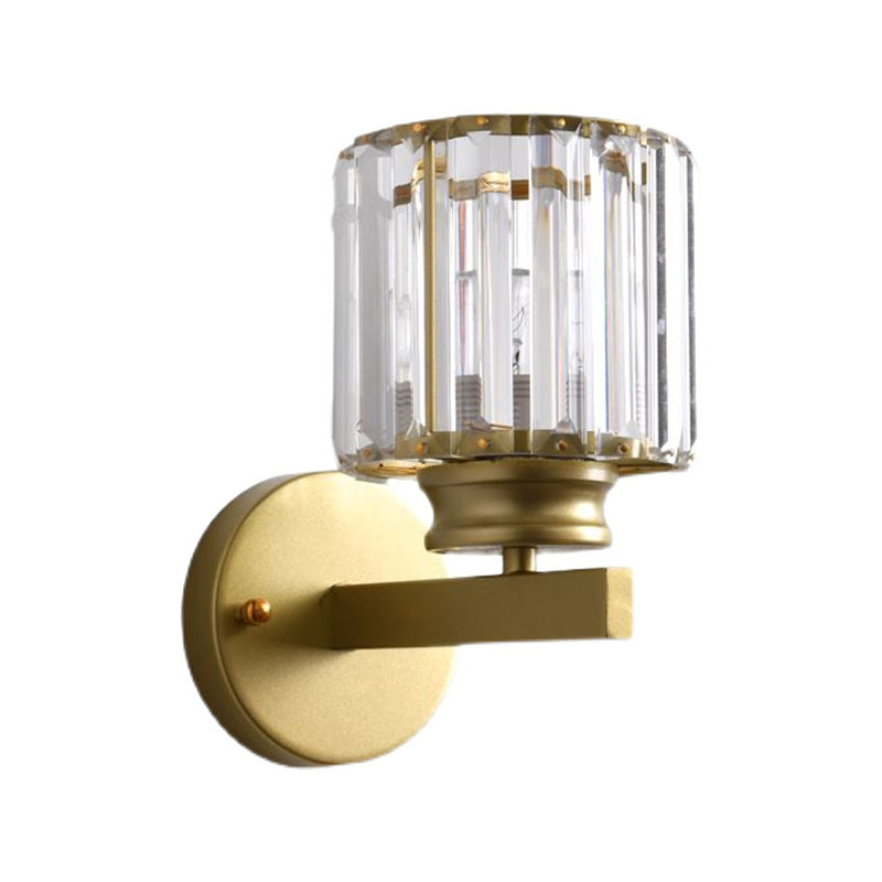 Half Cylinder Shade Crystal Wall Sconce Modern Style 1 Light Wall Mount Light Fixture