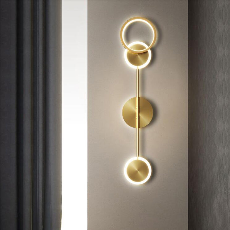 Nordic Style Brass Wall Light Circle Gold LED Wall Sconce for Living Room
