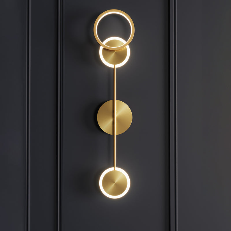 Nordic Style Brass Wall Light Circle Gold LED Wall Sconce for Living Room
