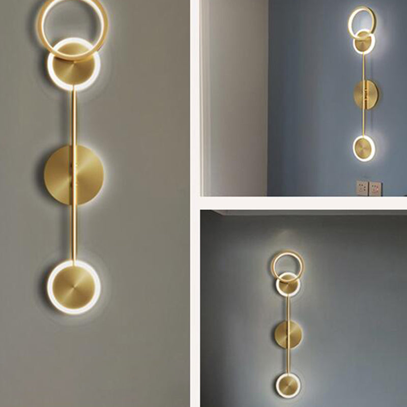 Nordic Style Brass Wall Light Circle Gold LED Wall Sconce for Living Room