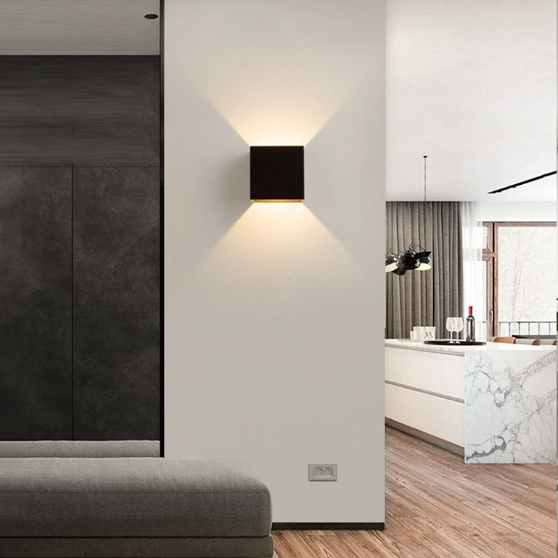 Square Shade Metal Wall Sconce Modern Style 2 Lights Wall Mount Light Fixture