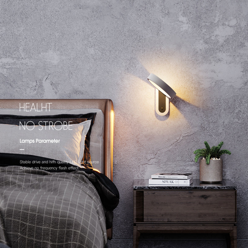 Round Shade Metal Wall Sconce Modern Style Single Light Wall Mount Lighting in Gray