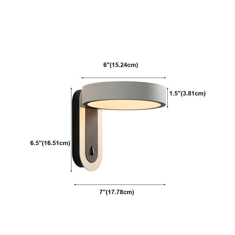 Round Shade Metal Wall Sconce Modern Style Single Light Wall Mount Lighting in Gray