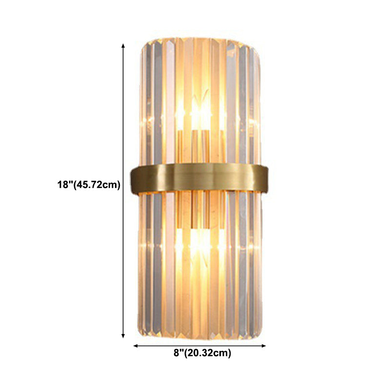 Modern Crystal Wall Light Geometric Gold 18" Wide Wall Sconce for Living Room