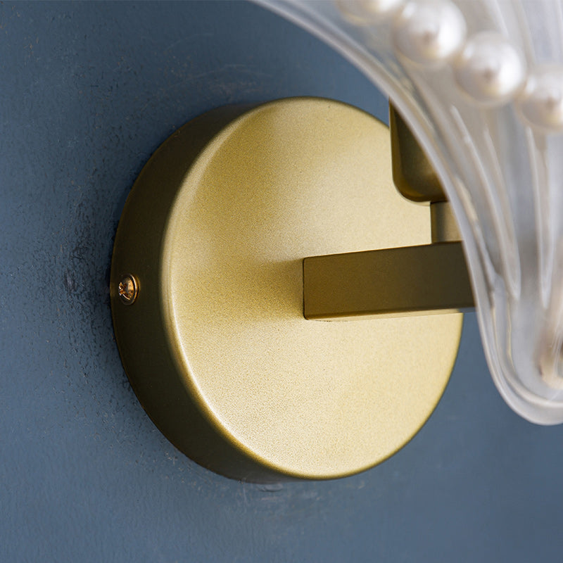 Unique Shade Glass Wall Sconce Modern Style Single Light Wall Mount Lighting in Gold