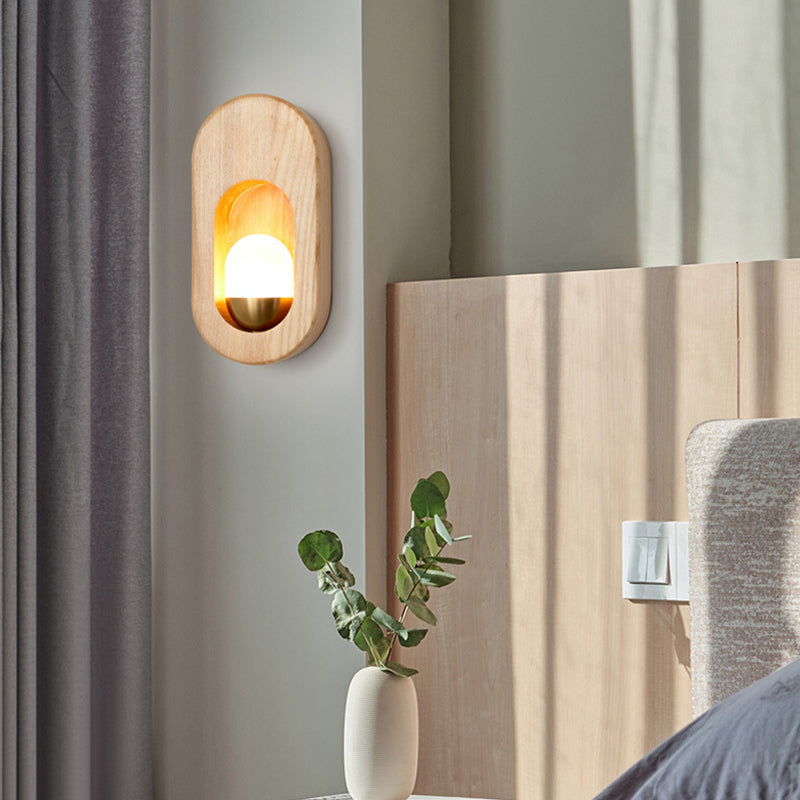 Modern Style Oval Wall Light Sconces Wood 1 Light Wall Lighting Ideas