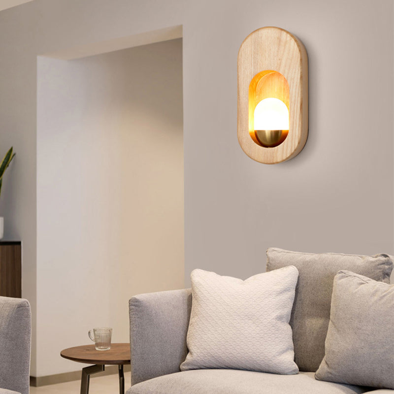 Modern Style Oval Wall Light Sconces Wood 1 Light Wall Lighting Ideas