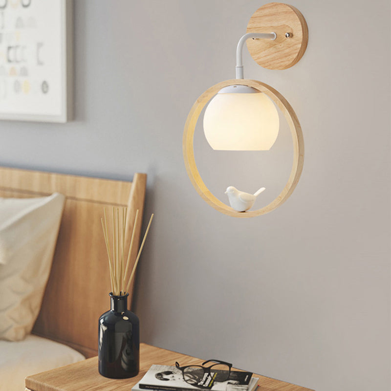 Modern Style Round Wall Light Sconces Wood 1 Light Wall Lighting Ideas