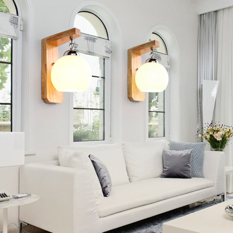 Modern Style Orb Wall Light Sconces Wood 1 Light Wall Lighting Ideas