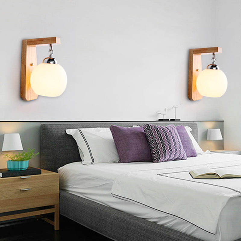 Modern Style Orb Wall Light Sconces Wood 1 Light Wall Lighting Ideas