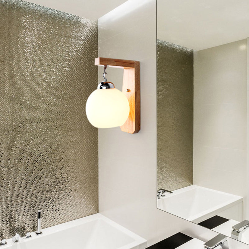 Modern Style Orb Wall Light Sconces Wood 1 Light Wall Lighting Ideas