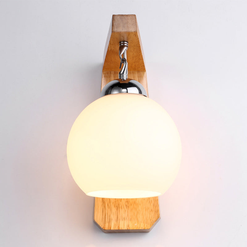 Modern Style Orb Wall Light Sconces Wood 1 Light Wall Lighting Ideas