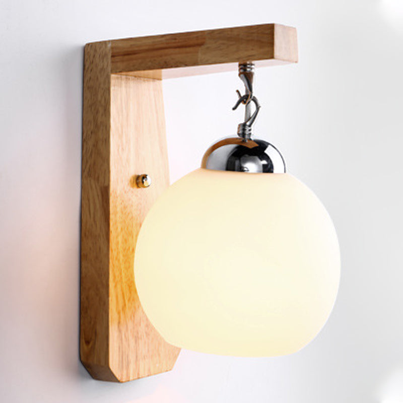 Modern Style Orb Wall Light Sconces Wood 1 Light Wall Lighting Ideas