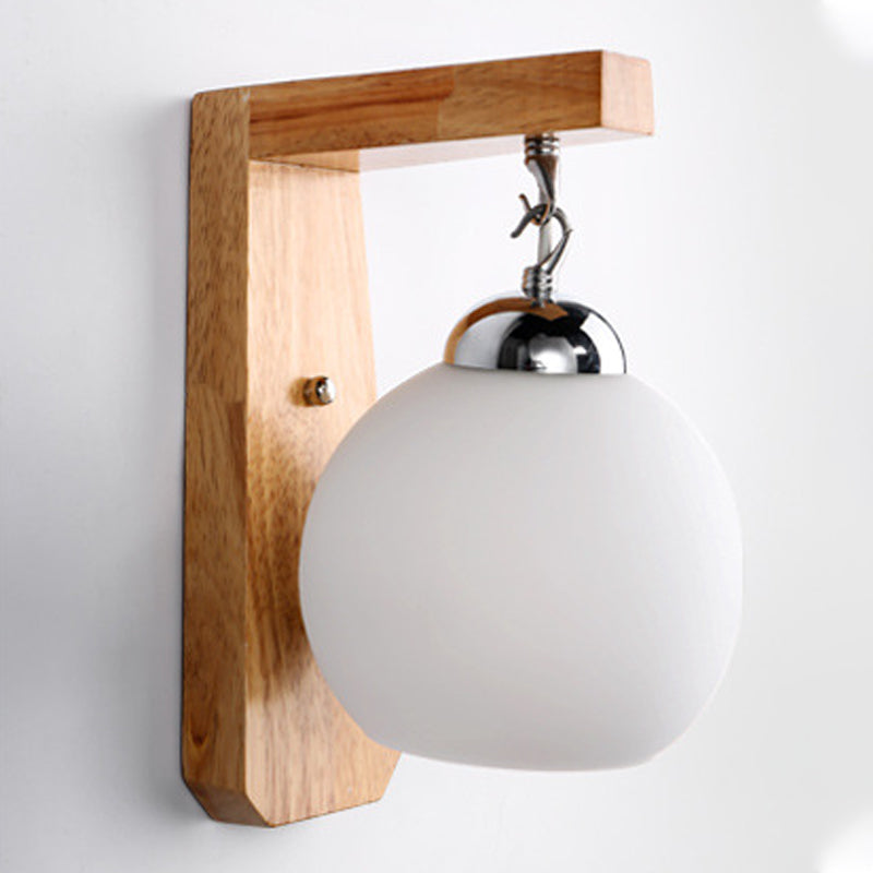 Modern Style Orb Wall Light Sconces Wood 1 Light Wall Lighting Ideas