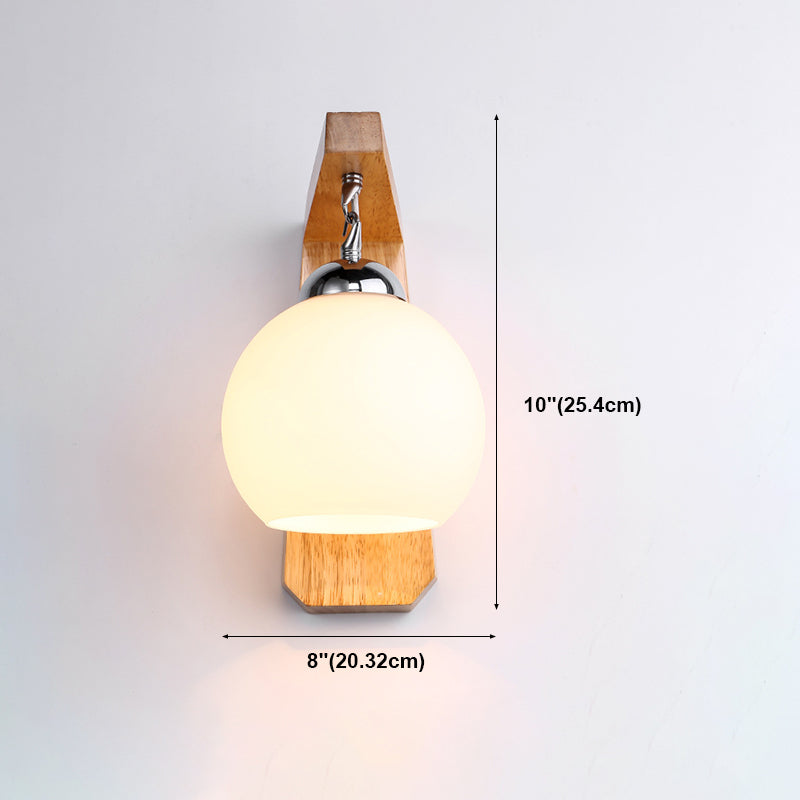 Modern Style Orb Wall Light Sconces Wood 1 Light Wall Lighting Ideas