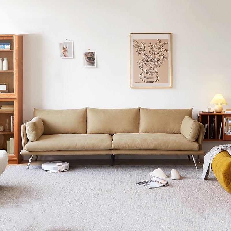 3/4-seat Modern Brown Sofa Wear-resistant Sofa with Metal Legs