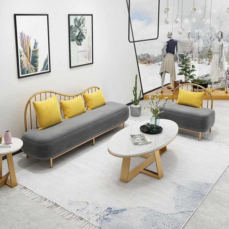 Velvet Modern Style Settee Statement Armless Sofa with 1/3 Pillows