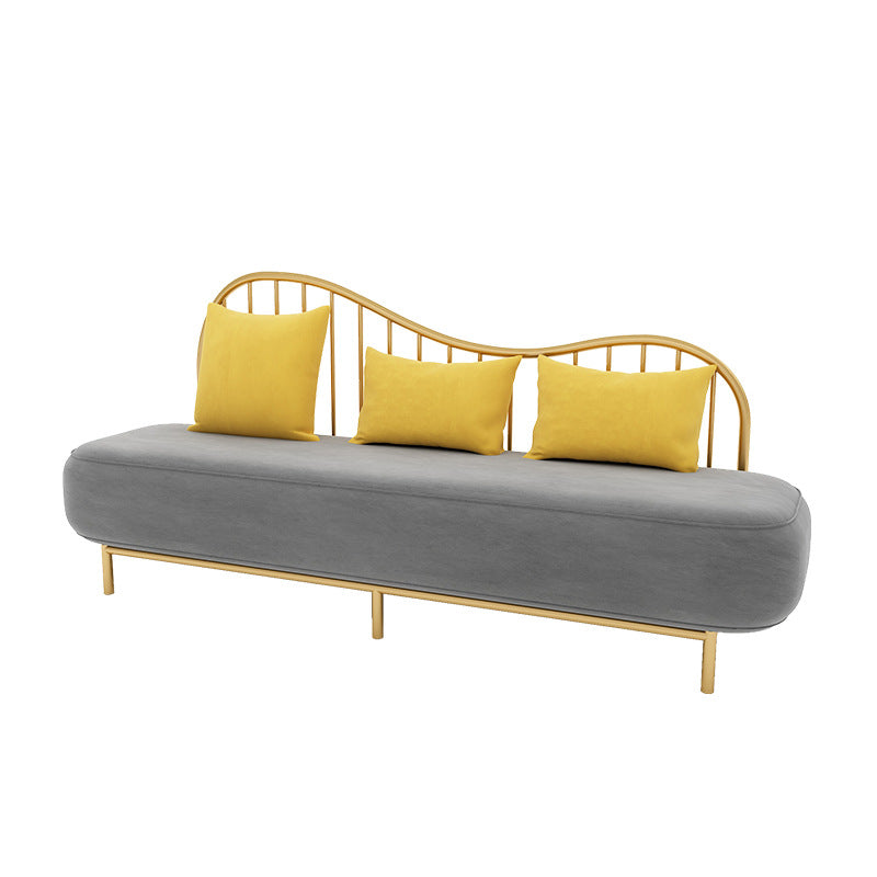 Velvet Modern Style Settee Statement Armless Sofa with 1/3 Pillows