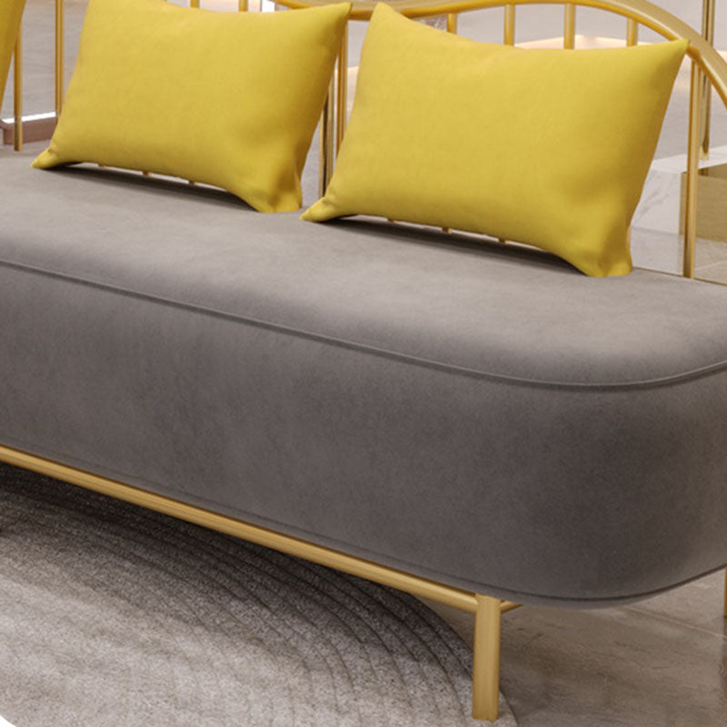 Velvet Modern Style Settee Statement Armless Sofa with 1/3 Pillows