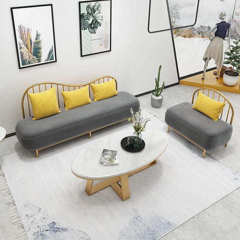 Velvet Modern Style Settee Statement Armless Sofa with 1/3 Pillows