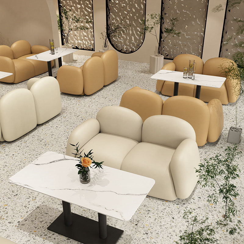 Faux Leather Modern Sofa 28.35" High Tight Back 2-seat Loveseat